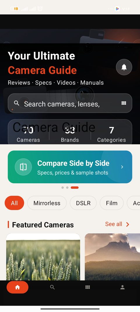 Browse cameras screen